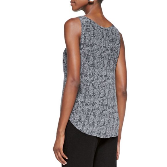 Eileen Fisher - Silk Crepe de Chine Roadster Print Tank, Black, Med - Picture 2 of 9